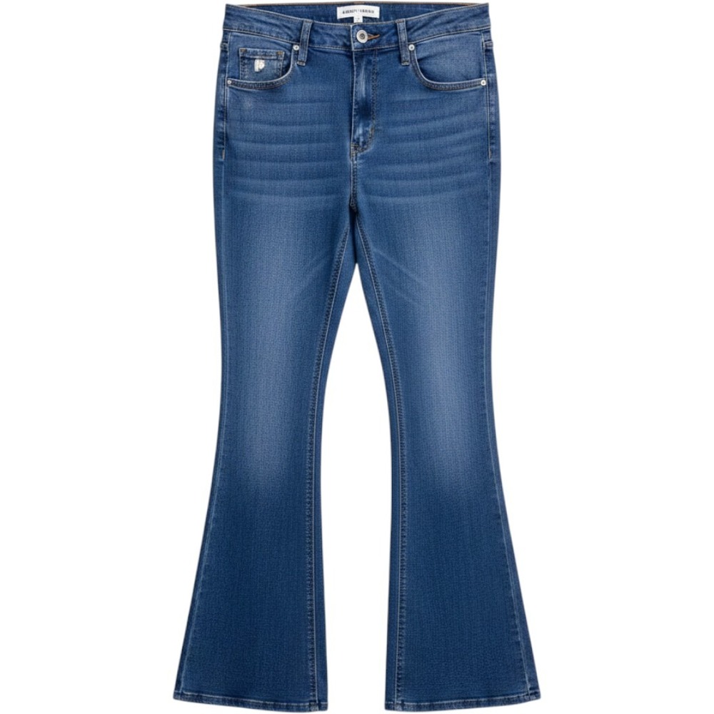 Almost Famous Womens Blue High Rise Flare Jeans Size 9 Medium Wash PF234X-52Q